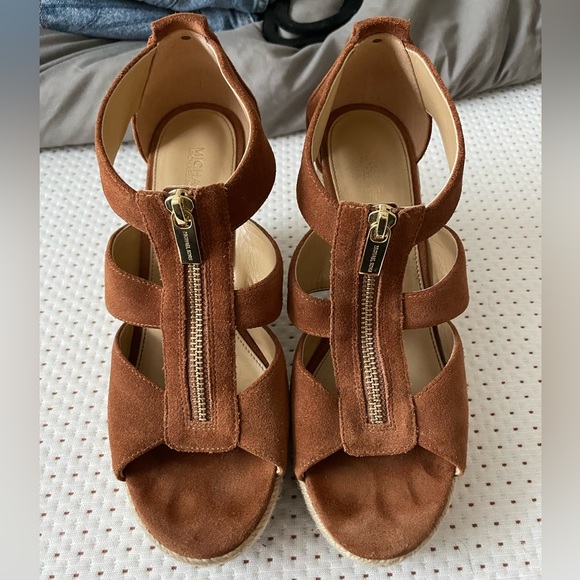 Michael Kors, brown sandal wedges, size 8 - Picture 1 of 4